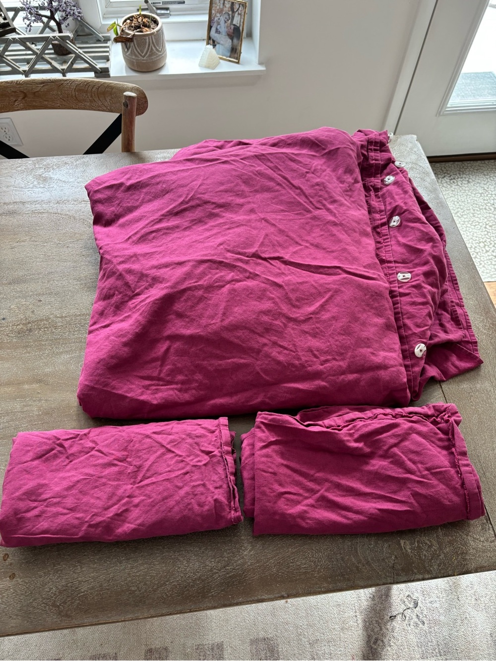 Anthropologie Linen Queen Duvet Cover & 2 Euro Shams